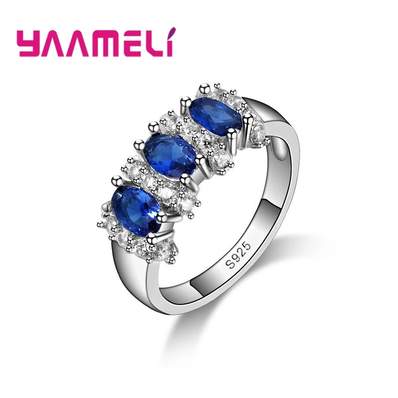 Oval Cut CZ Crystal Stone Finger Rings for Women