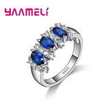 Oval Cut CZ Crystal Stone Finger Rings for Women
