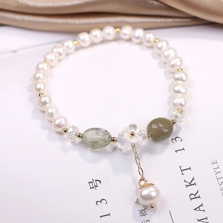 Strawberry Crystal Freshwater Pearl Bracelet Hand Decoration