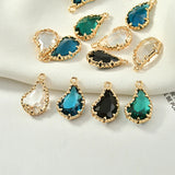 Water Drop Copper 18K Real Crystal Pendant DIY Earrings Necklace