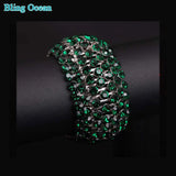 Shining Rhinestone Crystal Bridal Wedding Bangles Bracelets Wristband