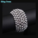 Shining Rhinestone Crystal Bridal Wedding Bangles Bracelets Wristband