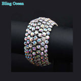 Shining Rhinestone Crystal Bridal Wedding Bangles Bracelets Wristband