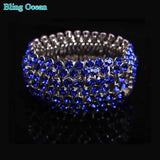 Shining Rhinestone Crystal Bridal Wedding Bangles Bracelets Wristband