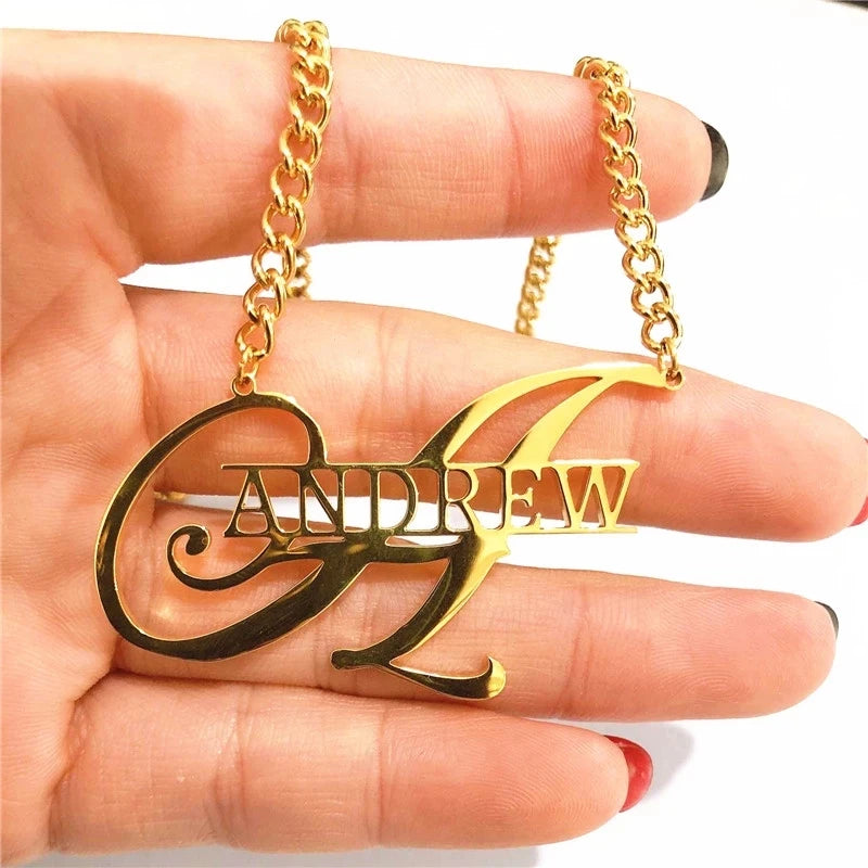 Custom Initial Name Pendant Necklace Gothic Jewelry Choker