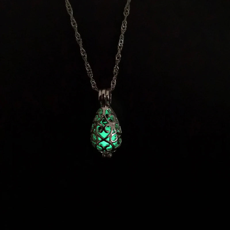 Water Drop Luminous Necklace Hollow Cage Clavicle Chain