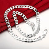 18K 925 Stamp Silver Classic 8MM Side Chain Necklace