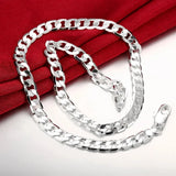 18K Necklaces 925 Silver 8MM Chain for Men Women