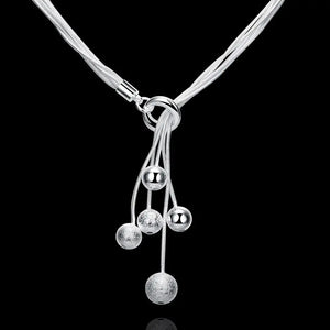 925 Sterling Silver Beads Necklace for Women