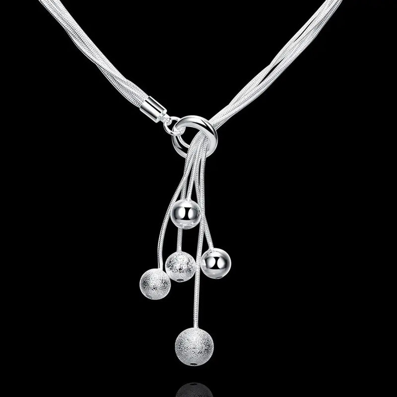 925 Sterling Silver Beads Necklace for Women