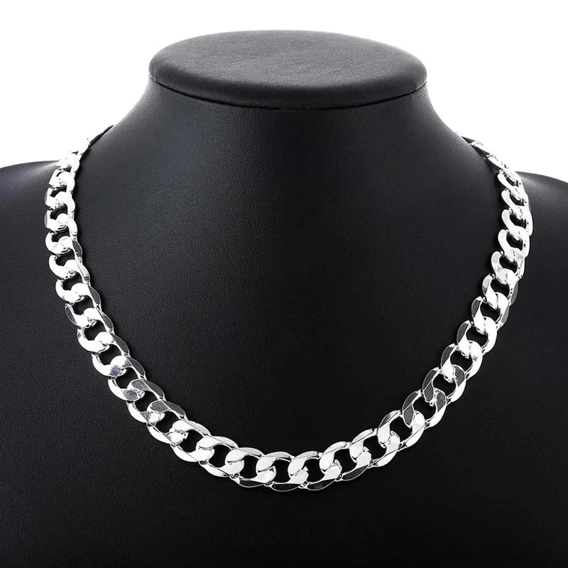 925 Sterling Silver Men's 12MM Chain Necklace