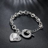 925 Silver Heart Pendant Bracelet Women