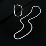 925 Silver 4MM Blade Chain Bracelet Necklace Set