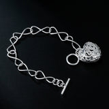 925 Silver Hollow Heart Bracelet Women Wedding Jewelry Holiday
