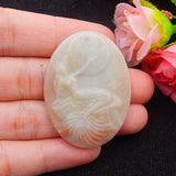 Carved Amazonite Pendant Necklace Natural Stone Cabochons 40x30x4mm