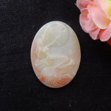 Carved Amazonite Pendant Necklace Natural Stone Cabochons 40x30x4mm