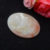 Carved Amazonite Pendant Necklace Natural Stone Cabochons 40x30x4mm