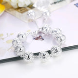 Pretty Hollow Heart Ball 925 Sterling Silver Bracelet for Women