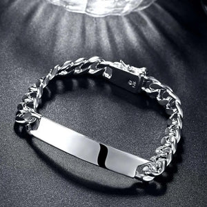 925 Stamp Silver Men's Bracelet 10MM Chain Jewelry