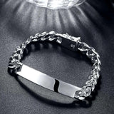 925 Stamp Silver Men's Bracelet 10MM Chain Jewelry