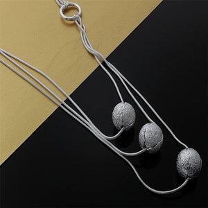 925 Silver Frosted Beads Pendant Necklace for Women