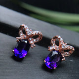 Natural Amethyst Stud Earrings 925 Sterling Silver with Certificate Rose