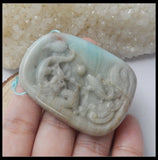 Carving Fish DIY Jewelry Amazonite Necklace Bead 50x38x7mm