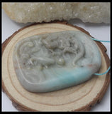 Carving Fish DIY Jewelry Amazonite Necklace Bead 50x38x7mm