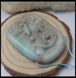 Carving Fish DIY Jewelry Amazonite Necklace Bead 50x38x7mm