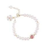 Freshwater Pearl Bracelet Strawberry Crystal Zircon Hand Jewelry for Women