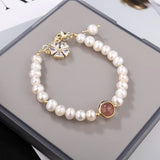 Freshwater Pearl Bracelet Strawberry Crystal Zircon Hand Jewelry for Women