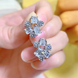 Special-shaped Diamond Earrings 925 Silver Fresh Brocade Earrings