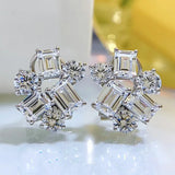Special-shaped Diamond Earrings 925 Silver Fresh Brocade Earrings
