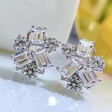 Special-shaped Diamond Earrings 925 Silver Fresh Brocade Earrings