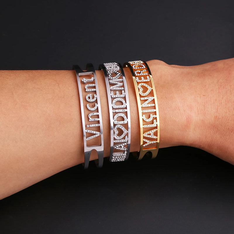 Personalized CZ Zircon Bangles Name Bracelet