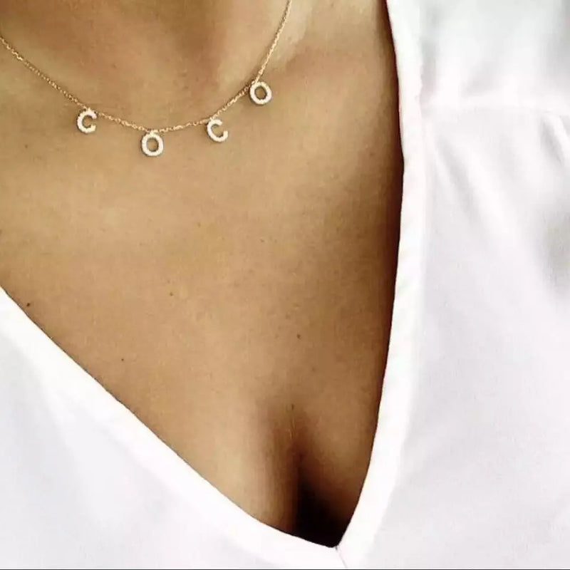 Spices Letter Name Necklace Crystal Zircon Pendant Gift