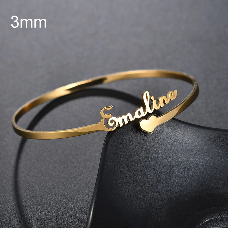 Personalized Heart Stainless Steel Name Bracelets Jewelry
