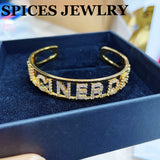 Custom CZ Zircon Bangles Name Words Letters Bracelet & Bangle Women