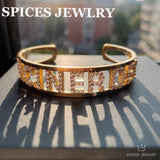 Custom CZ Zircon Bangles Name Words Letters Bracelet & Bangle Women