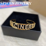 Custom CZ Zircon Bangles Name Words Letters Bracelet & Bangle Women