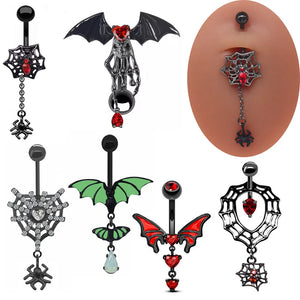 Spider Belly Button Rings Surgical Steel Halloween Navel Rings