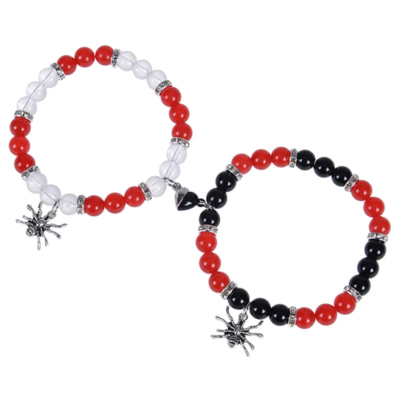 Spider Web Crystal Beads Bracelet Heart Magnetic Matching Bracelet