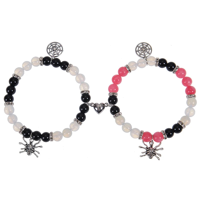 Spider Couple Bracelets for Women Spider Web Crystal Beads Bracelet