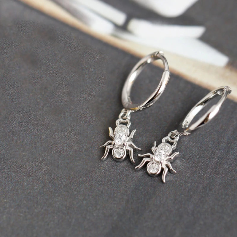 Spider Ear Hoop Earrings 925 Sterling Silver Animal Jewelry Gift
