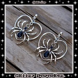 Spider Love Earrings, Retro Halloween Jewelry, Gothic Chic