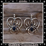 Spider Love Earrings, Retro Halloween Jewelry, Gothic Chic