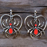 Spider Love Earrings, Retro Halloween Jewelry, Gothic Chic