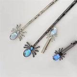 Spider Moonstone Hairpin Hair Clip Tassel Chain Pendant Girls Jewelry
