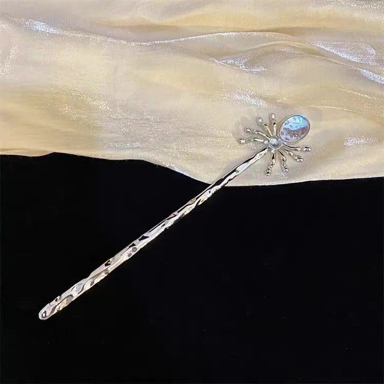 Spider Moonstone Hairpin Hair Clip Tassel Chain Pendant Girls Jewelry