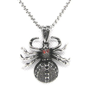 Spider Pendant Stainless Steel Gothic Biker Punk Necklace